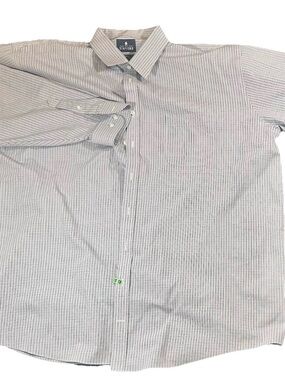 Stafford Shirt Mens Big 19 34-35 White Striped Travel Performance Button Down